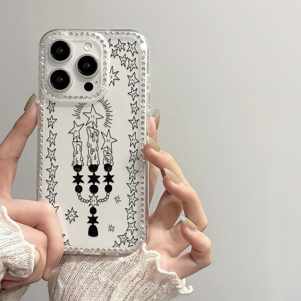 Armbandkette Handyhülle Für iPhone 17 16 15 13 14 für 17Air 17 12 14 16 Pro 17 14 16 Pro Max Funkelnder Diamant Niedliches Muster Hartschale Mit Trageband