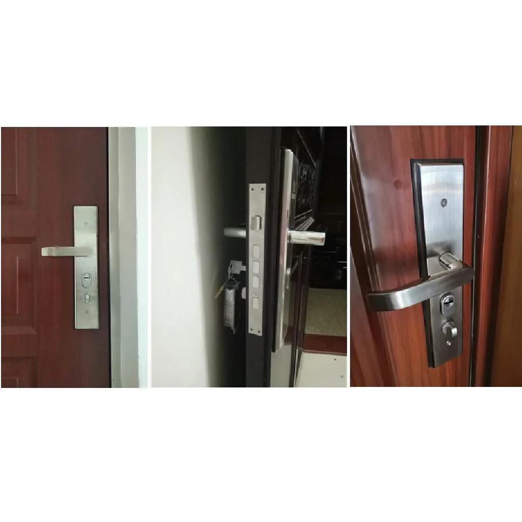 High quality, stainless steel security door lock panel handle and body,silent tongue,lock parts/accessories