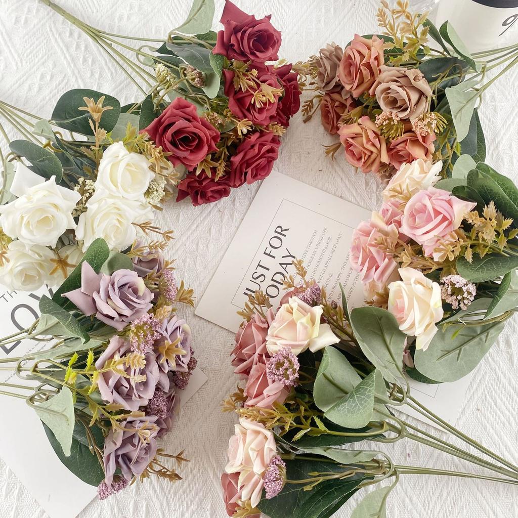 7 Haarstoff Reichhaltige Rose Simulationsblume Wohnzimmer Esstisch Hochzeitsfotografie Requisiten Dekoration