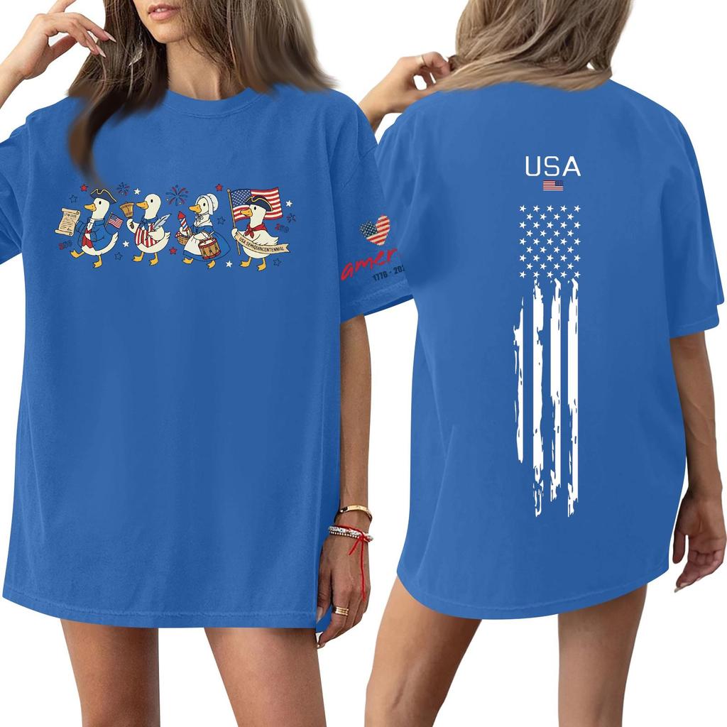 Women's Casual Fashion Round Neck Casual Print Short Sleeve T-Shirt Top