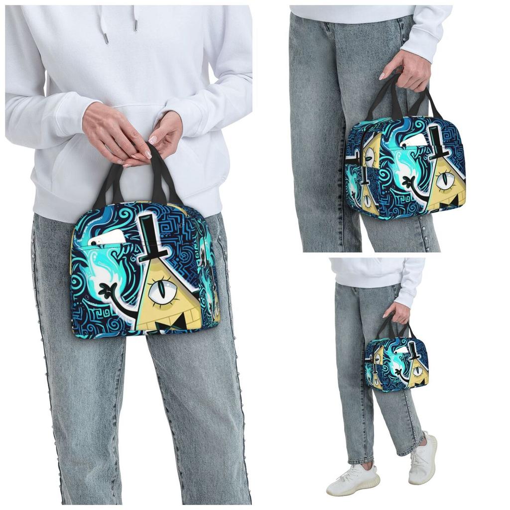 Cartoon Gravitys Falls Insulated Lunch Bag for Kids School Cooler Thermal Food Box Tote Leakproof Lunch Boxes Container