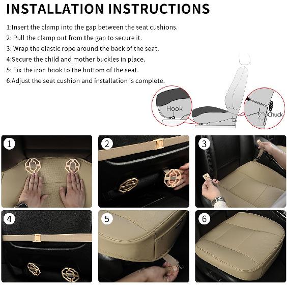 Luxury PU Leather Car Seat Cover Protector Front Car Seat Cover Seat Bottom Cover Single Seat Cover-Compatible With 90% Vehicles (Width 20.8× Deep21