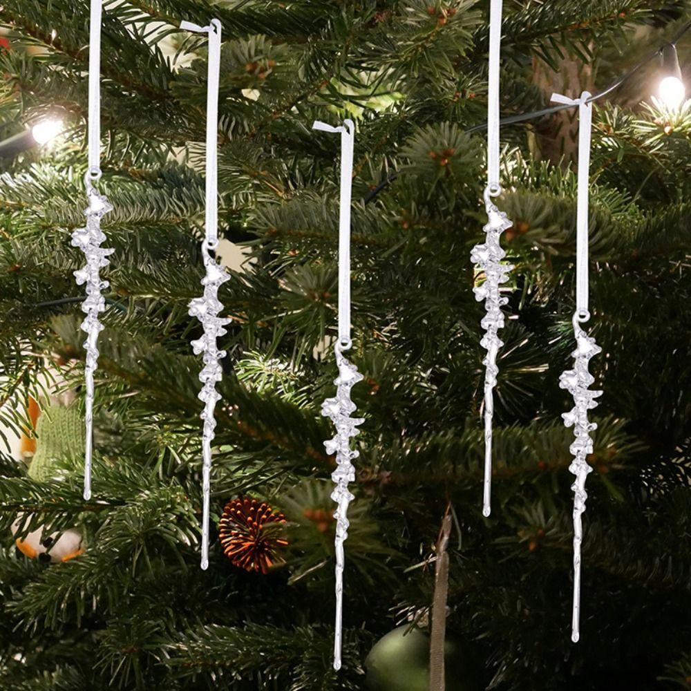 5/12Pcs Acrylic Christmas Hanging Pendants Snow Beads Star Xmas Tree Embellishment  for Christmas