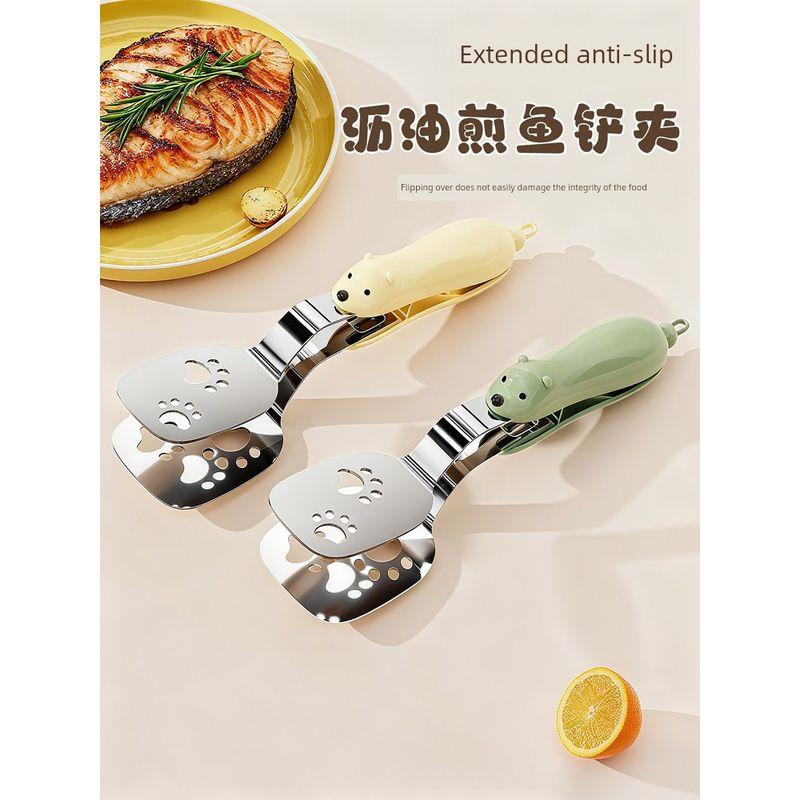 304 Stainless Steel Clip-On Frying Spatula Non-Stick Pan Multifunctional Kitchen Spatula for Frying Eggs, Pancakes, Steak, and Food