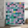 Modern Bathroom DecorVibrant Watercolor Checkered Shower Curtain Set for Bathtub Pastel Colors Collection