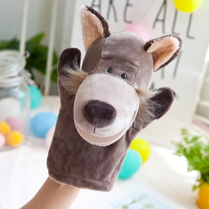 Original 25Cm Hand Puppet Soft Plush Toys Cute Elephant Lion Monkey Animal Stuffed Puppet Pretend Story Dolls Gift For Children