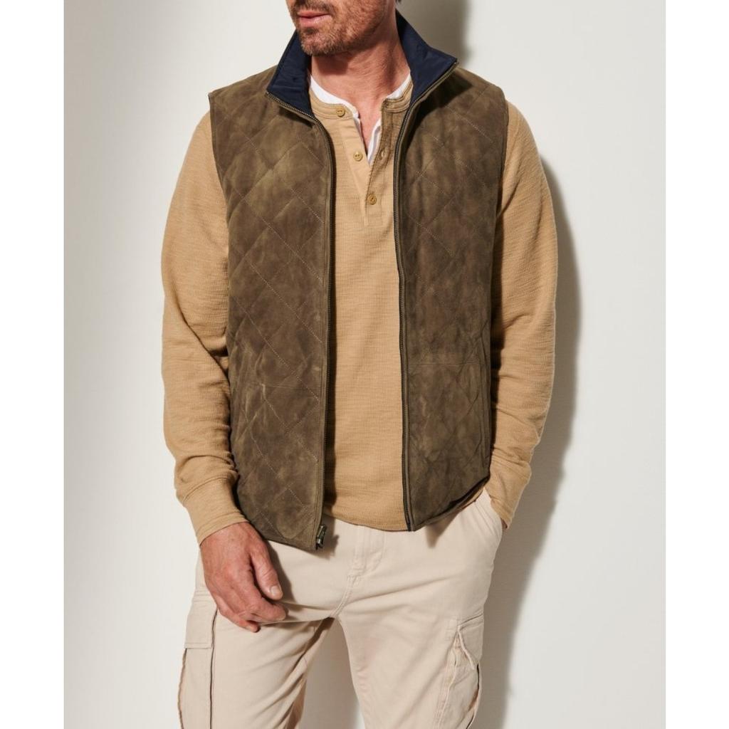 Men's Reversible Suede Leather Vest Jacket, Double Sided Waistcoat, Casual Outerwear For Autumn Winter, European American Style