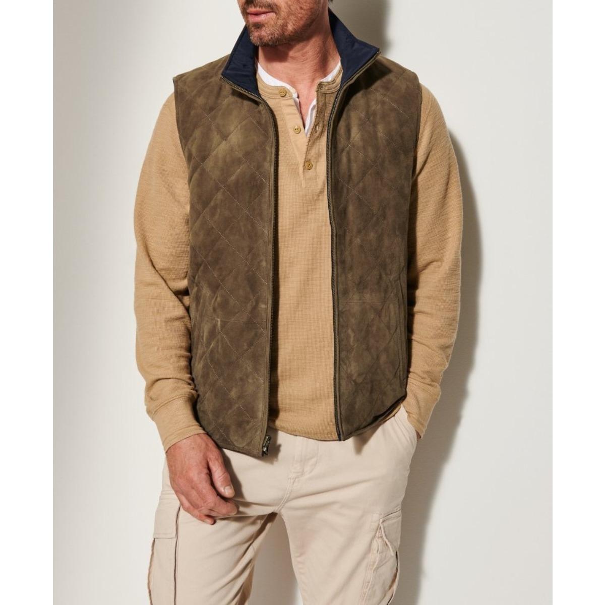 Men`s Reversible Suede Leather Vest Jacket