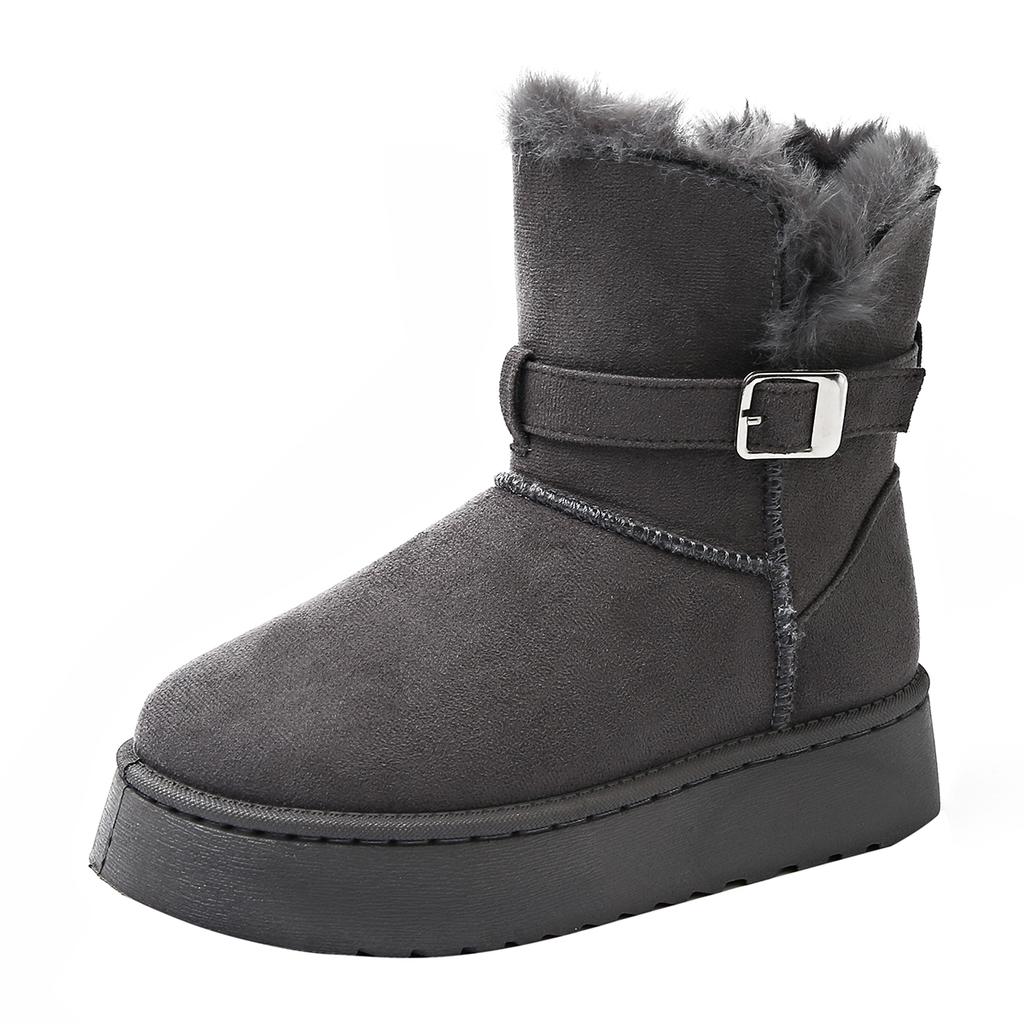 Fashion Platform Cotton Boots Winter New Round Toe Suede Woollen Thickened Anti-slip Wear-resistant Short Cylinder Snow Boots