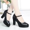 Women Cute Sweet Slip On High Heel Shoes New 2025 Spring Casual Comfortable Pumps Female Black Leather Shoes Zapatos De Mujer