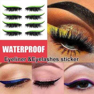 Set Wiederverwendbarer Eyeliner und Falsche Wimpern Selbstklebender Eyeliner Eyeliner-Sticker mit Wimpern