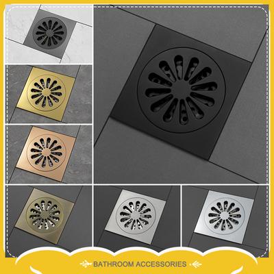 Latão Preto 10X10cm Quadrado Banheiro Chuveiro Ralo de Chão Tubo de Esgoto Doméstico Filtro de Água Invisível Desodorante Capa de Chão