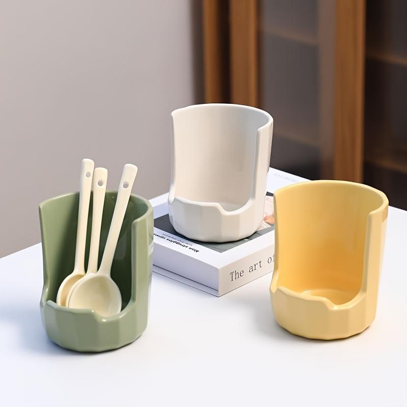 Ceramic Pot Lid Rack with Integrated Spoon, Knife . Chopstick Storage - Durable Kitchen Organizer for Home Cooks, Space Saving Design for Easy Access