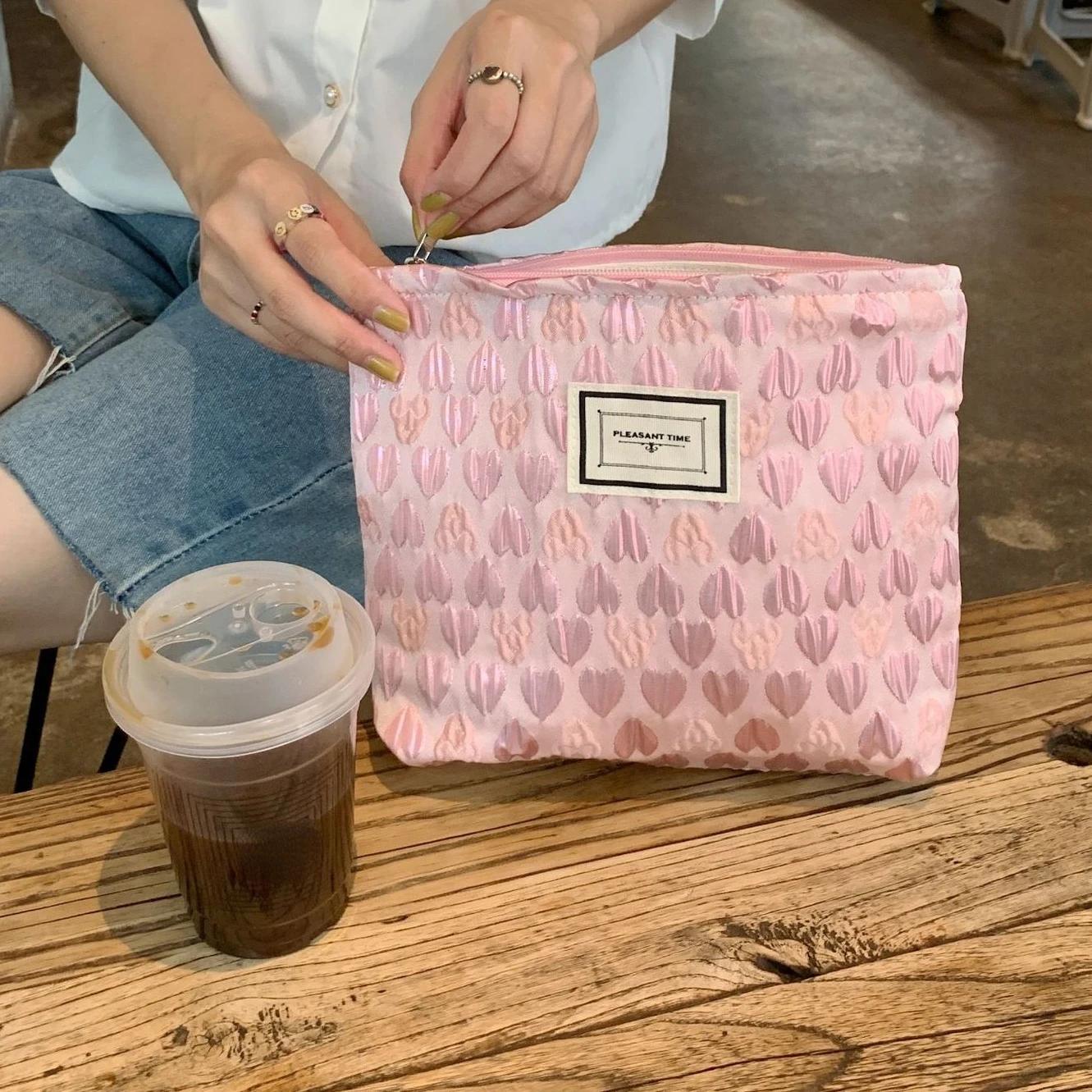 

Модная большая холщовая косметичка с цветочным принтом, косметичка для хранения косметики, женская сумка для стирки, косметичка для девочек, косметичка