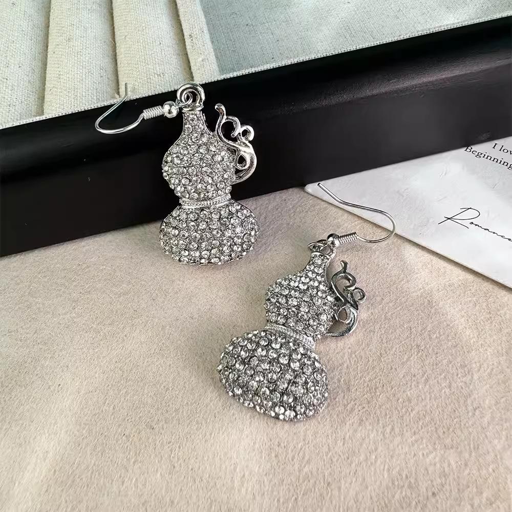 Zircon Gourd Earrings New High-End Temperament Micro-Inlaid Women'S Personalized Earrings Trend Jewelry