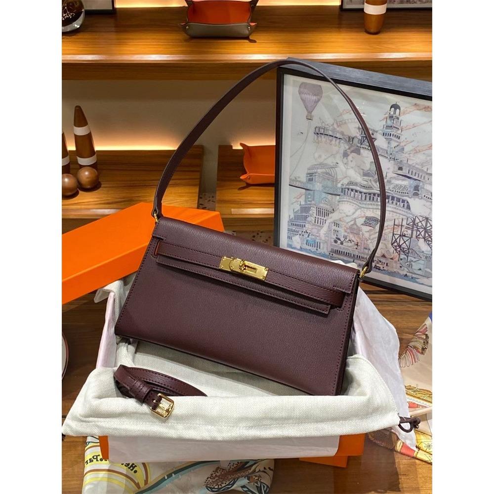 2023 Nowa torba KLelan z wzorem kóz, pod pachę, na jedno ramię, crossbody, damska, pozioma, retro, kopertówka, skóra kozia