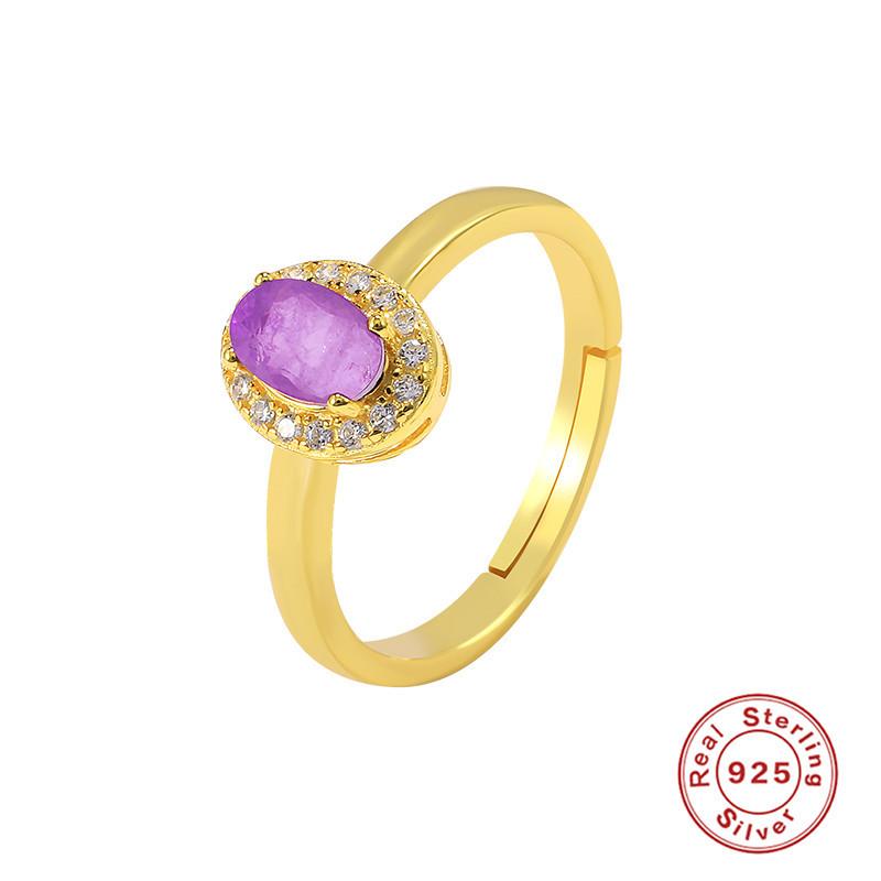 S925 Sterling Silver Natural Stone Gemstone Ring Wedding Engagement Ring Wedding Season Luxury High-End Ring