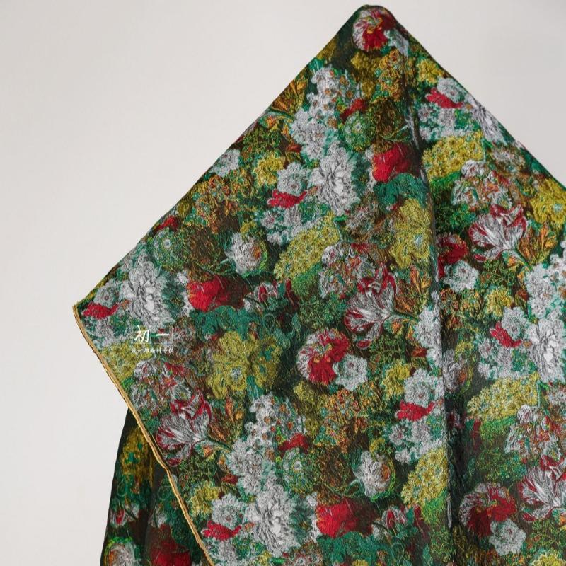 50x150cm Retro Classic Yarn Dyed Jacquard Fabric Oil Painting Texture Women's Soft Flower Dress Bag Diy Making Fabric