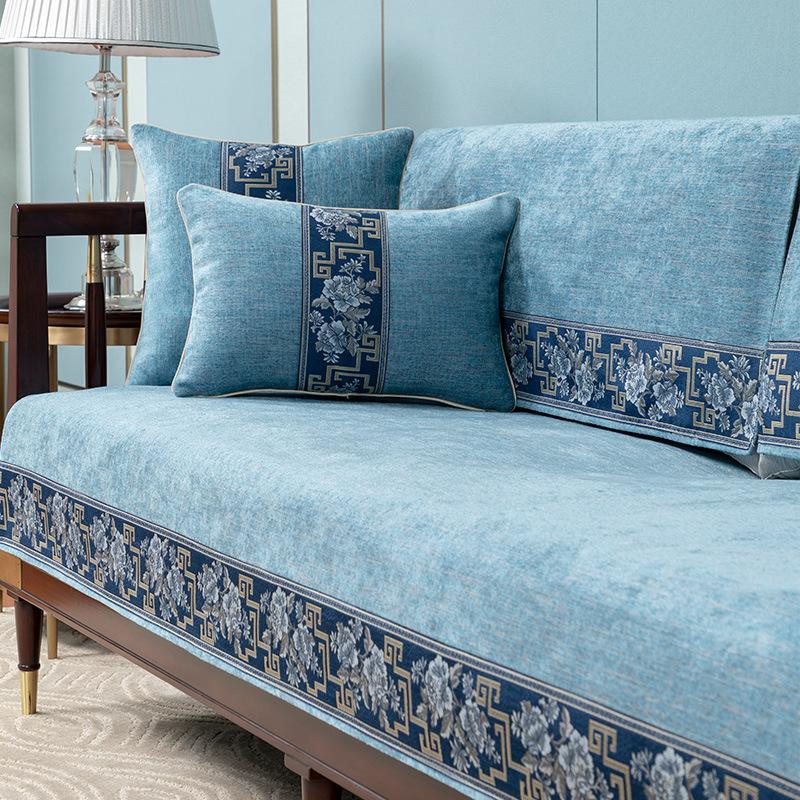 Sofa Cushion New Chinese Style Non-Slip Cover Cover Simple Four Seasons Universal High-End Fashion Backrest Towel Cushion Suit
