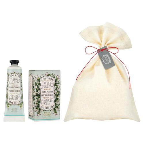 Panierdessens Proven?al Hand Cream and Soap Gift Set in a Gift Bag, Sparkling White Bouquet Jasmine Scent (Moisturizing Bar Soap) Made in France, Perf