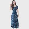 Korean Summer Floral Short-Sleeve Dress - Women's Slim Round Neck Swing Skirt