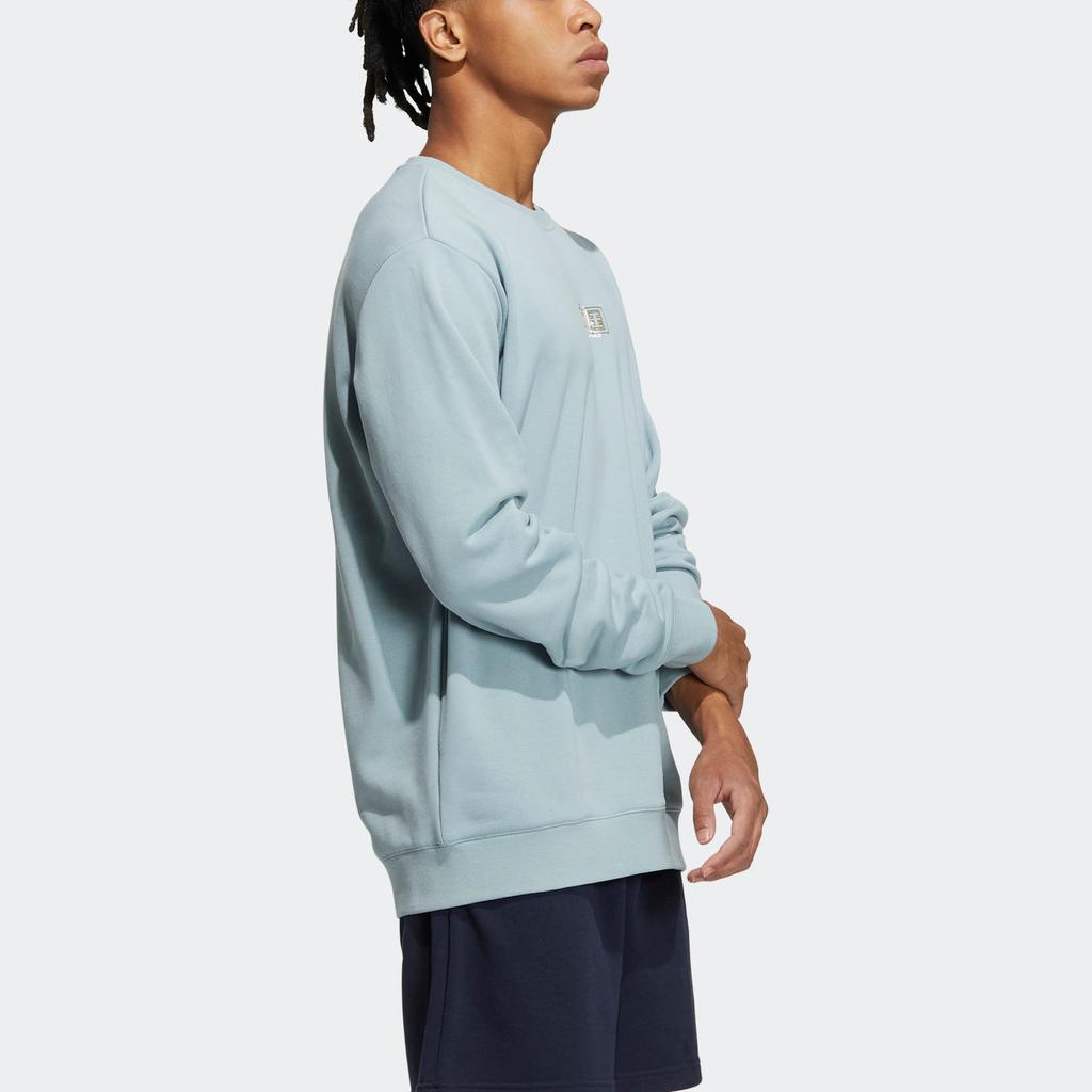 Adidas China Bos Sweatshirt With Brand Logo Print Crew Neck Pullover Long Sleeve Unisex Tops Teal IB2754