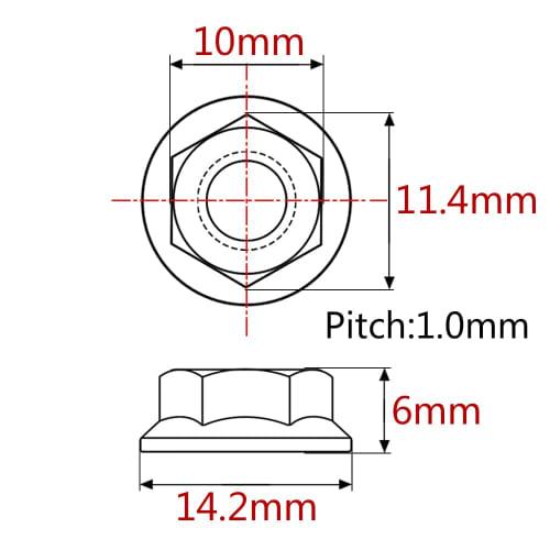 Ruifu Titanium Alloy Flange Nuts M5 M6 Pack of 6 (M6, Black)