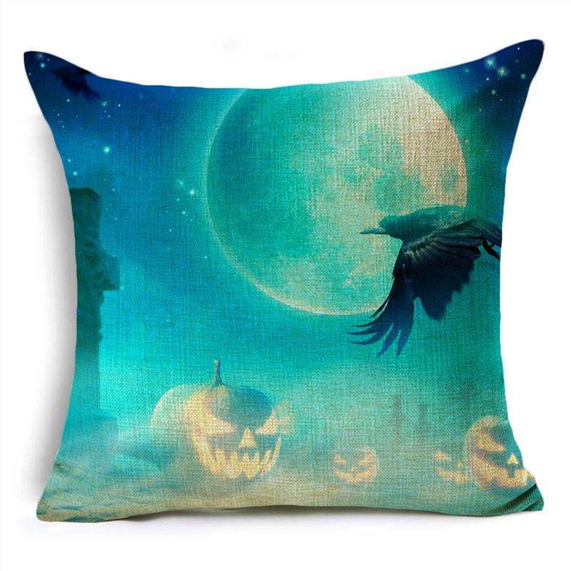 Halloween Pumpkin Lantern Witch Tomb Decoration Pattern Pillow Cover Living Room Dining Room Sofa Cinema Seat Throw Pillow Cover