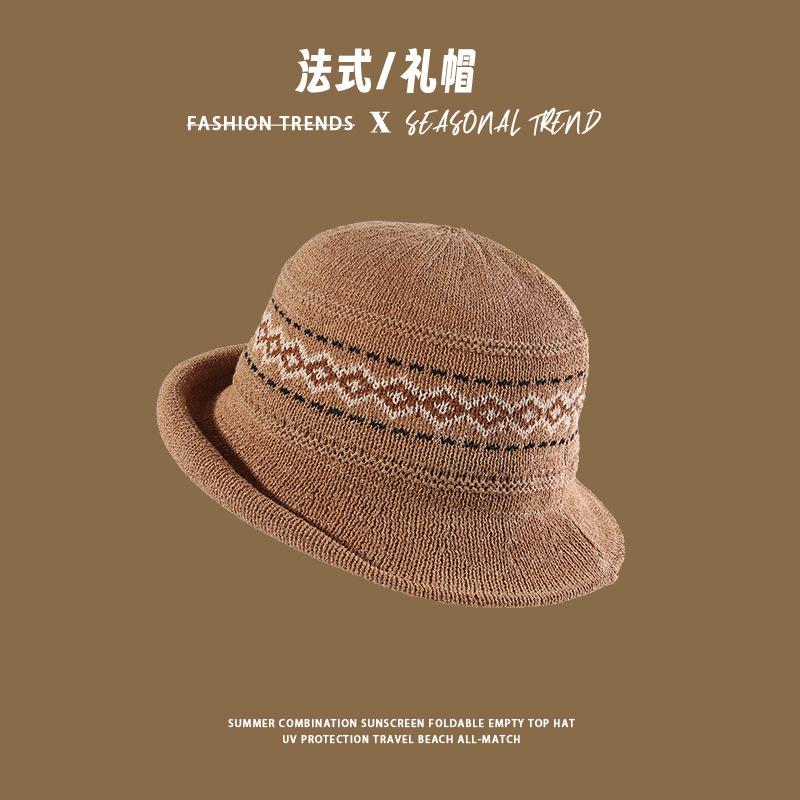 

Spring and summer sunscreen visor hat Korean versatile top hat showing face small bucket hat M（56-58cm）