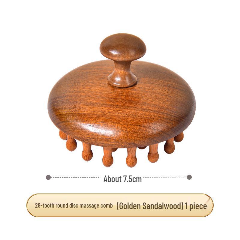 Golden Sandalwood Five-Tooth Meridian Massage Comb