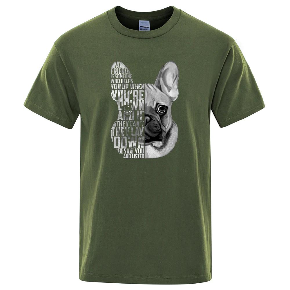 French Bulldog Quote Printed Male Tops Personality Fashion Streetwear Cool Short Sleeve Oversize O-Neck Mens T Shirts 71794