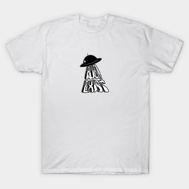 Men Black Print T-shirt Alien Exist No-Cut Transfer Paper Print Cotton Tshirt L белый