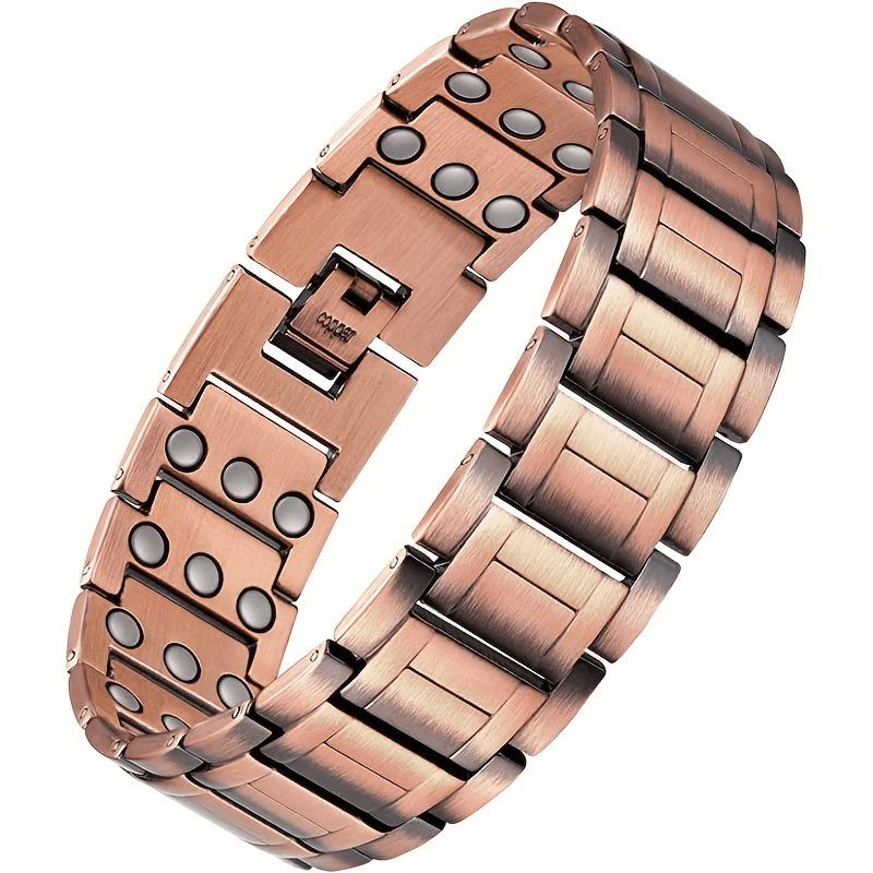 1 Pure Copper Magnetic Bracelet with 3 Rows of Neodymium Magnets, Adjustable Length, the Best Gift for Boyfriend or Dad