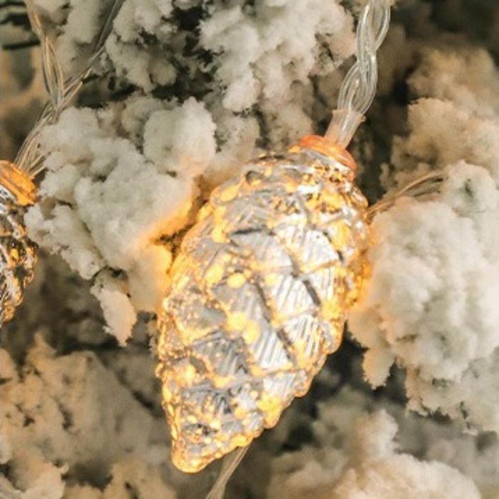 Gold Silver Fake Pine Cone LED String Lights 10/20/40LED Fake Plants LED Light Garland  New Year