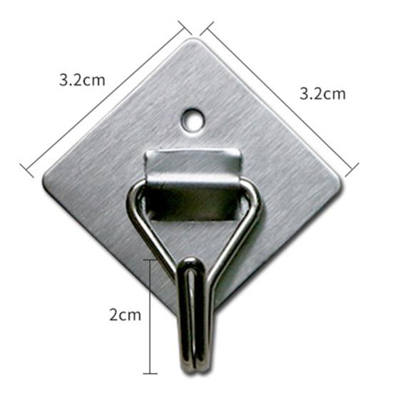 3Pcs Stainless Steel Bathroom Towel Hook Adhesive Wall Hanger Hat Bag Key Rack