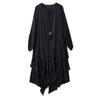 Long Sleeve Plus Size Black Vintage Pleated New In Dresses for Women Spring Autumn Casual Loose Dress