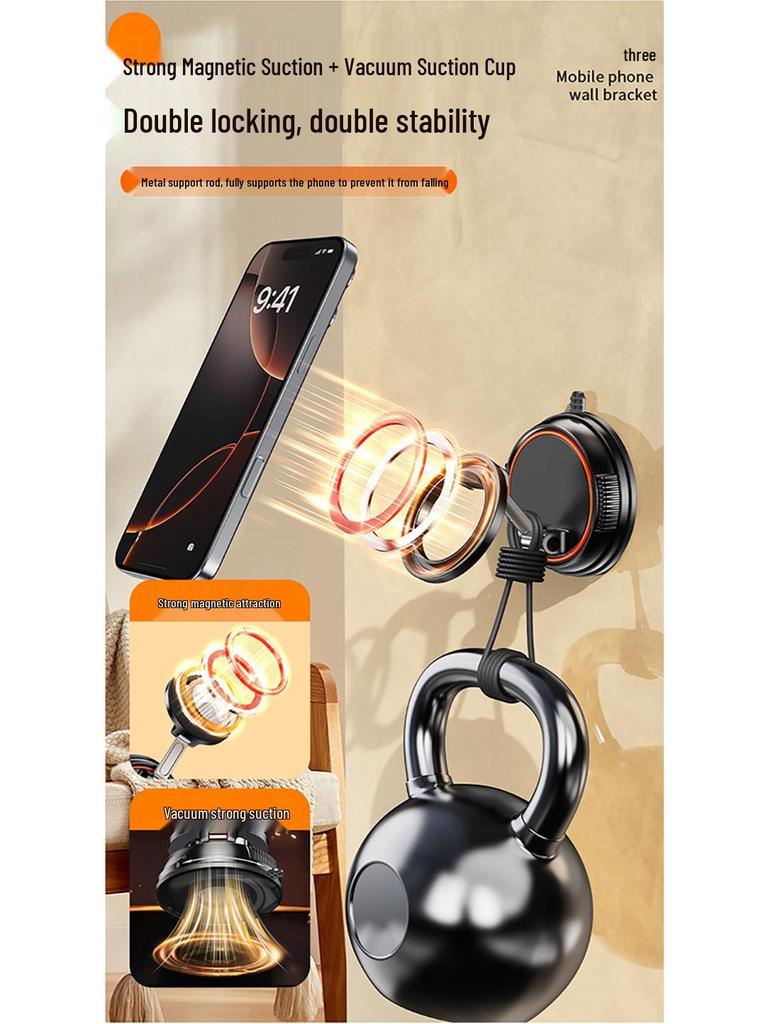 Foldable Magnetic Car Phone Mount with Strong Suction Cup – Adjustable, Easy Installation for Anywhere Attachment