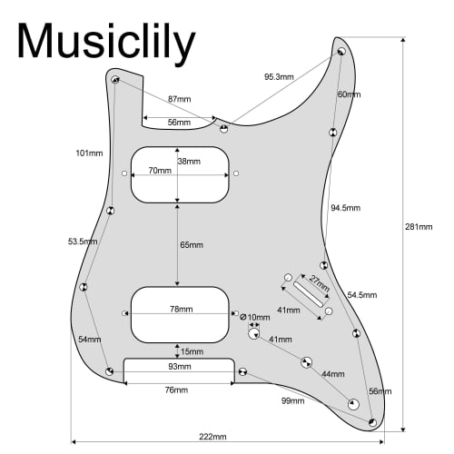 Musiclily Pro 11-Hole Round Corner HH Stratocaster Pickguard with 2 Humbuckers for American/Mexican Fender Standard Stratocaster Electric Guitars, Tor