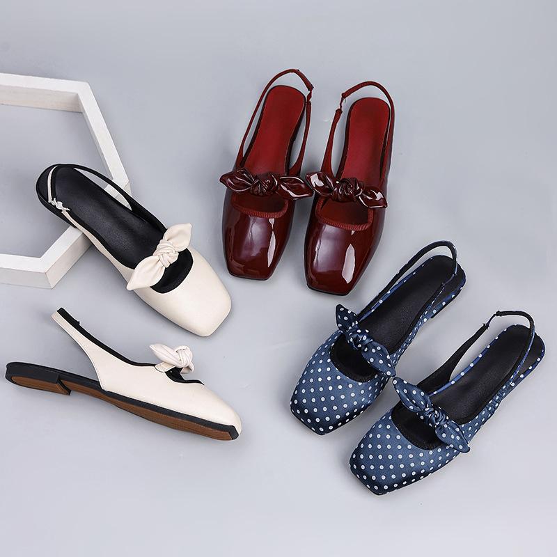 Fashion Summer Shoes Women Sandals Flat Polka Dot Elegant Ladies Brand Shoes Mary Jane Flat Sandals White Blue Plus Size 42 D540