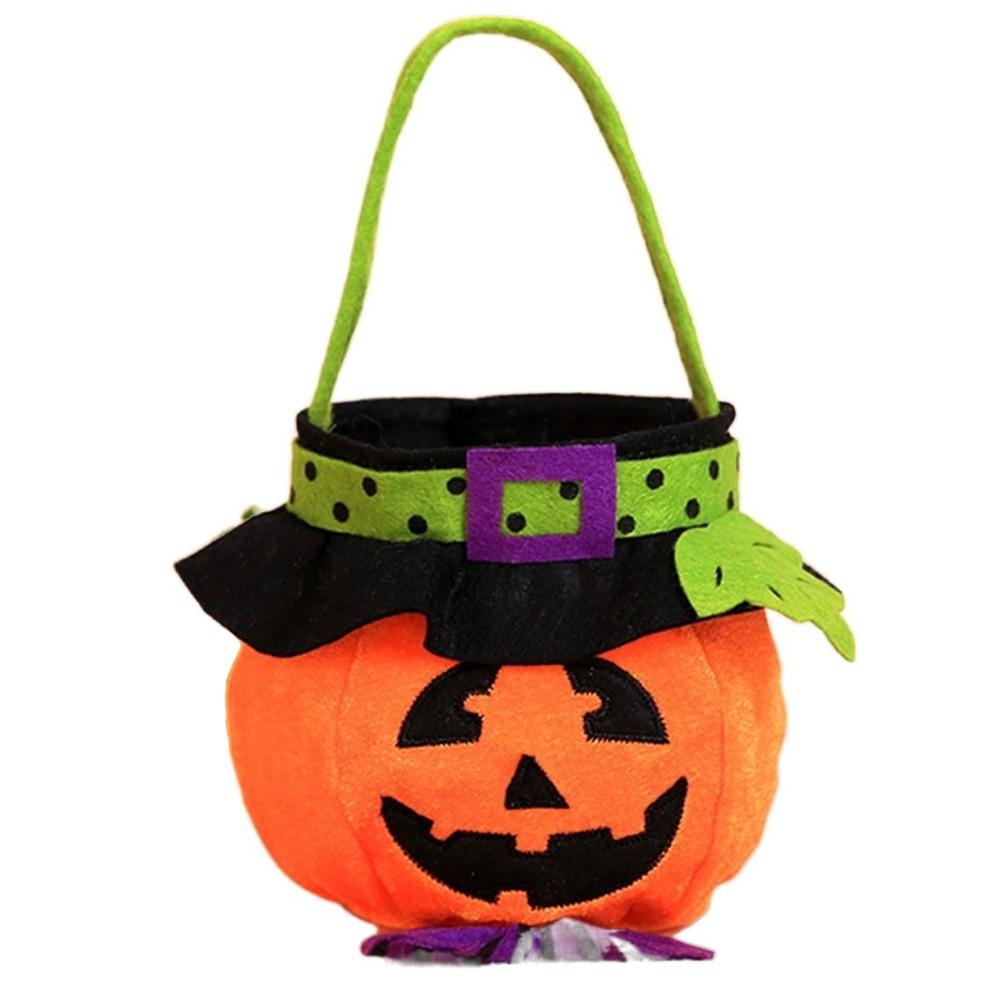 Spooky Design Pumpkin Candy Bag Velvet Material Kids Candy Bag  Trick Or Treat Event