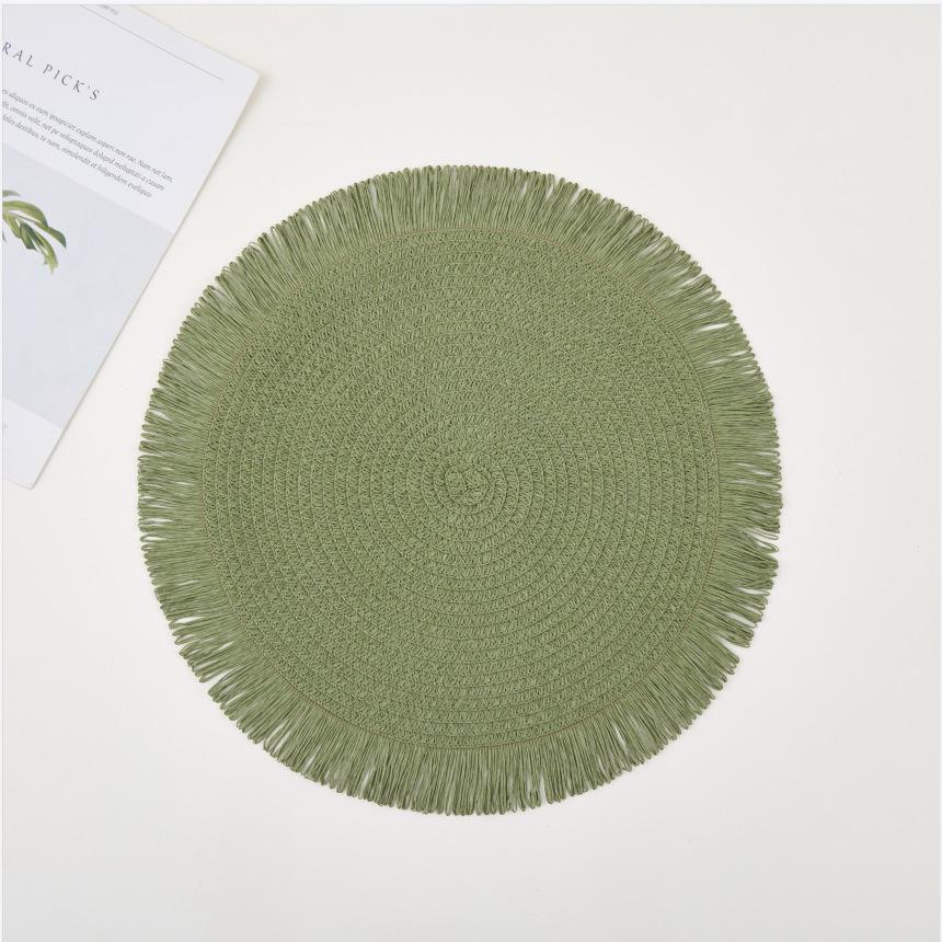 1PC Round Linen Solid Color Dining Table Mat Fashion Style Western Dining Table Bowl Cup Placemats Table Decoration