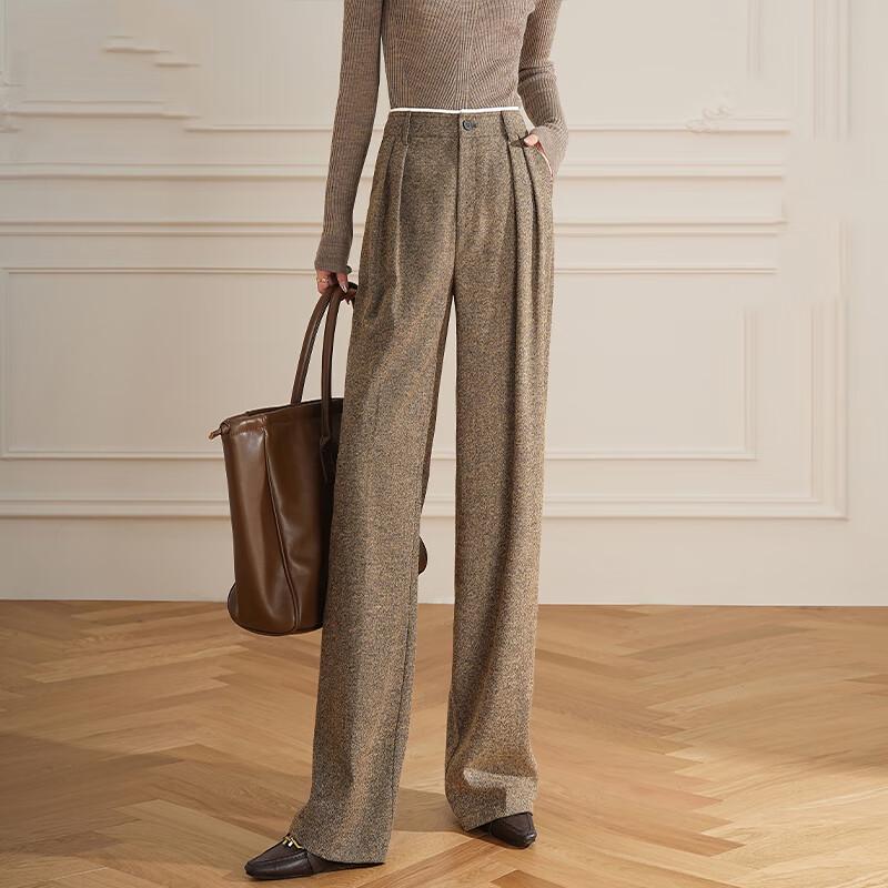 Women's Autumn/Winter Pleated Wide-Leg Suit Trousers