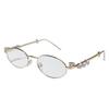 Stylish Sunglasses for Girls Boys Photo Props Travel Hip Hop Oval Frame Oval Frame Rhinestones Glasses Metal Eyewear