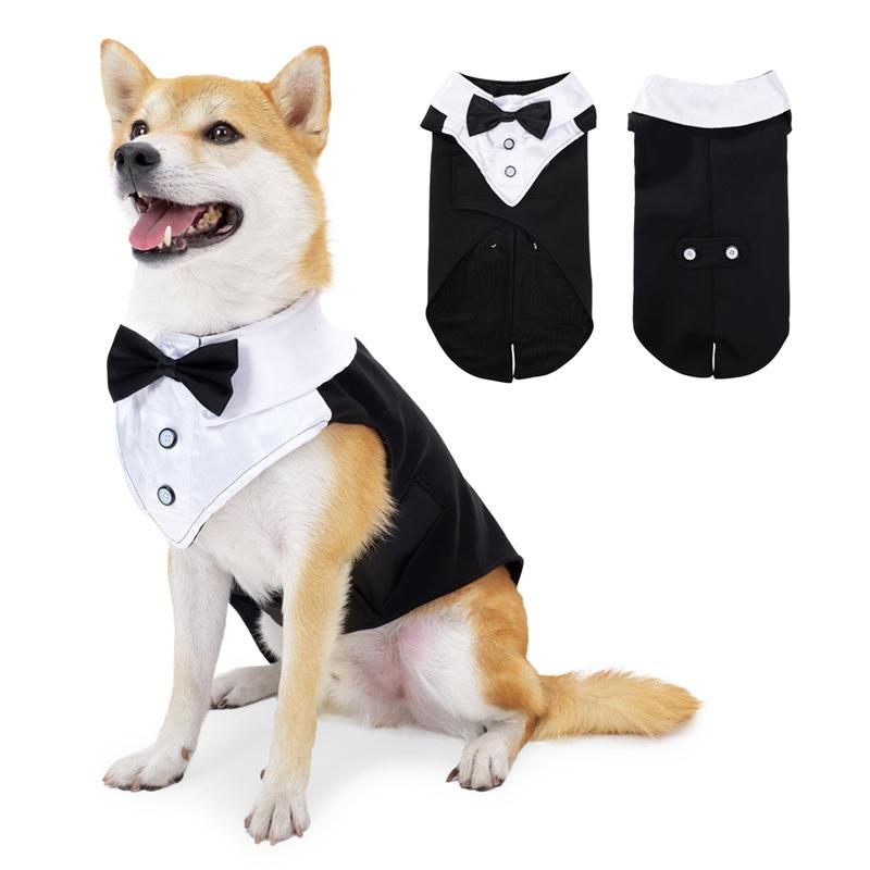 Handsome Gentleman Dog Tuxedo Suit Personalized Towable Wedding Party Birthday Western Formal Dog Dress Small Large Dog Costume (Black,S) чёрный