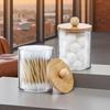 Circular Cotton Swab Box With Transparent Plastic Bamboo Cover And Dust-Proof Makeup Remover Cotton, Simple Jewelry Storage