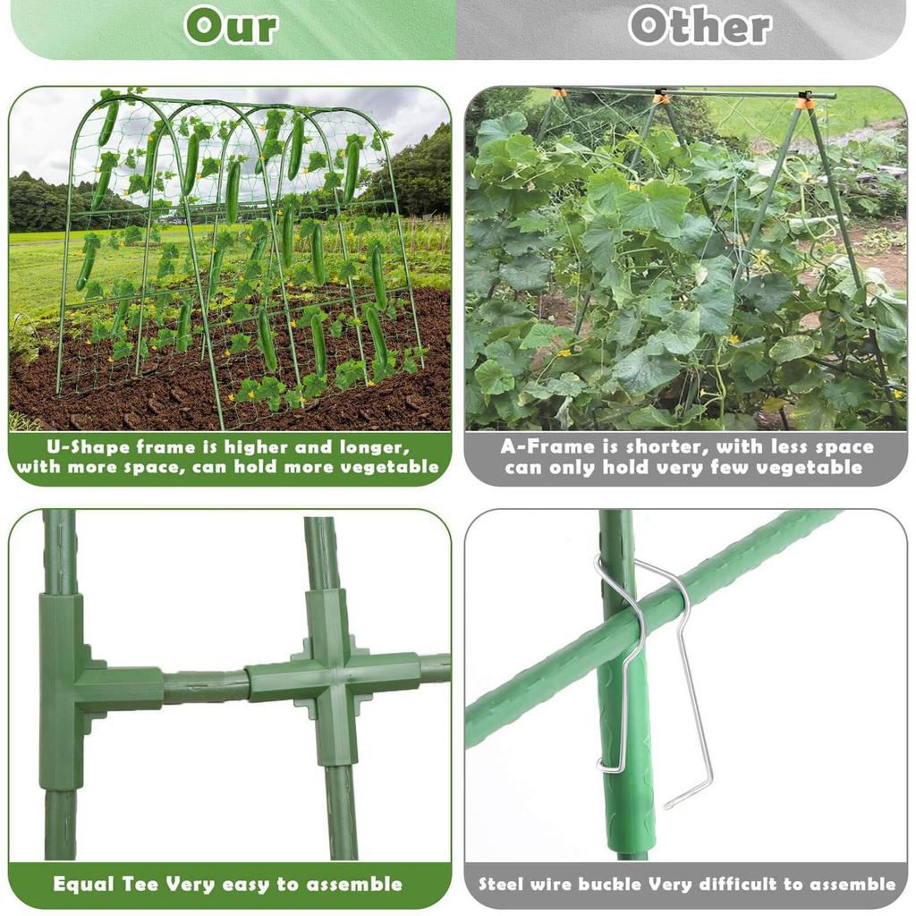 Trellis For Raised Garden Bed Garden Metal Cucumber Trellis U-Frame Rack Weather-Resistant Metal Supports For Climbing Plants