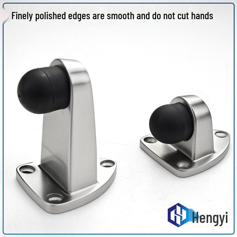 304 Stainless Steel Triangle Door Stopper with Anti-Collision Rubber for Bathroom and Room Doors