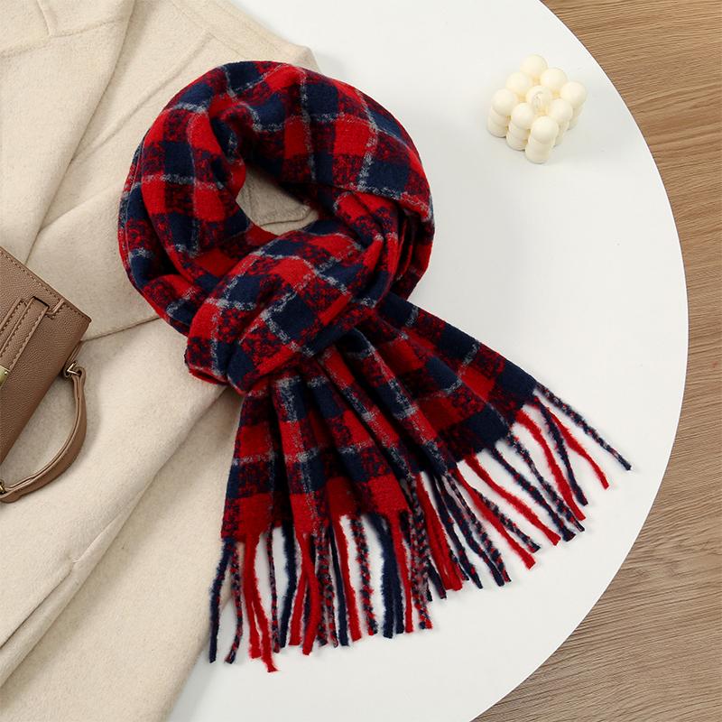 Luxury Designer Plaid Imitation Cashmere Women Scarf Shawl Winter Thick Warm Neckerchief Foulard Echarpe Wrap