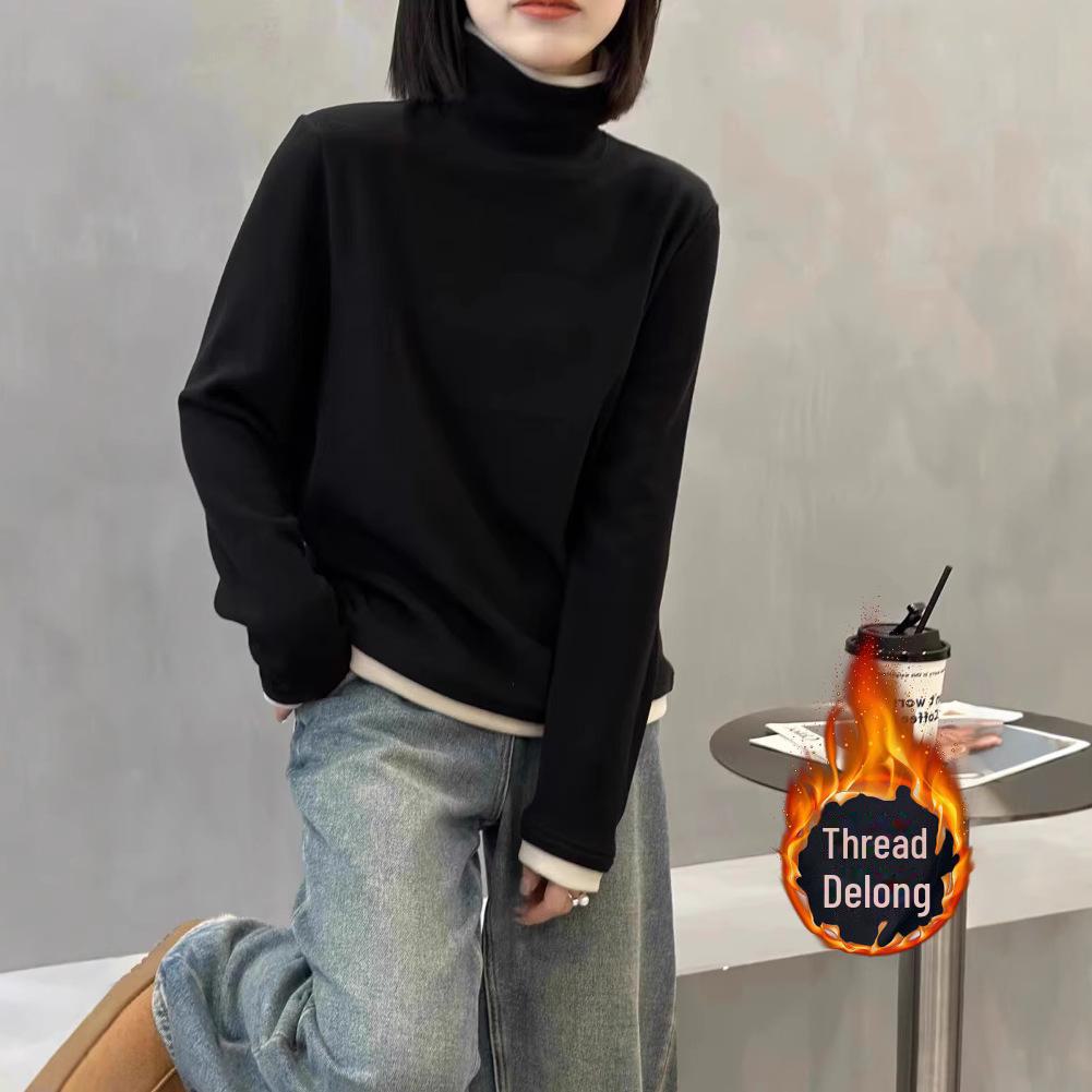 280g Gerippter Deutscher Samt Hong Kong Stil Zwei-in-Eins Langarmshirt, Herbst/Winter, Vielseitiges Mutterkleid.