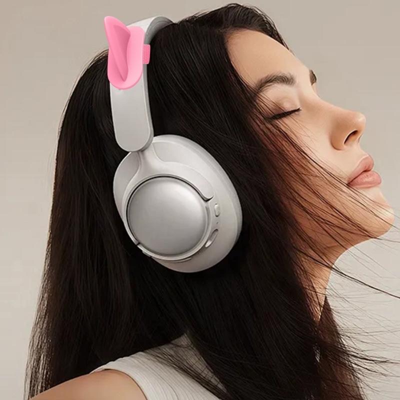 1pair Silicone Cats Ear Headphone Covers Compatible for Most Over Ear Headsets Lightweight Decors Universal Fit